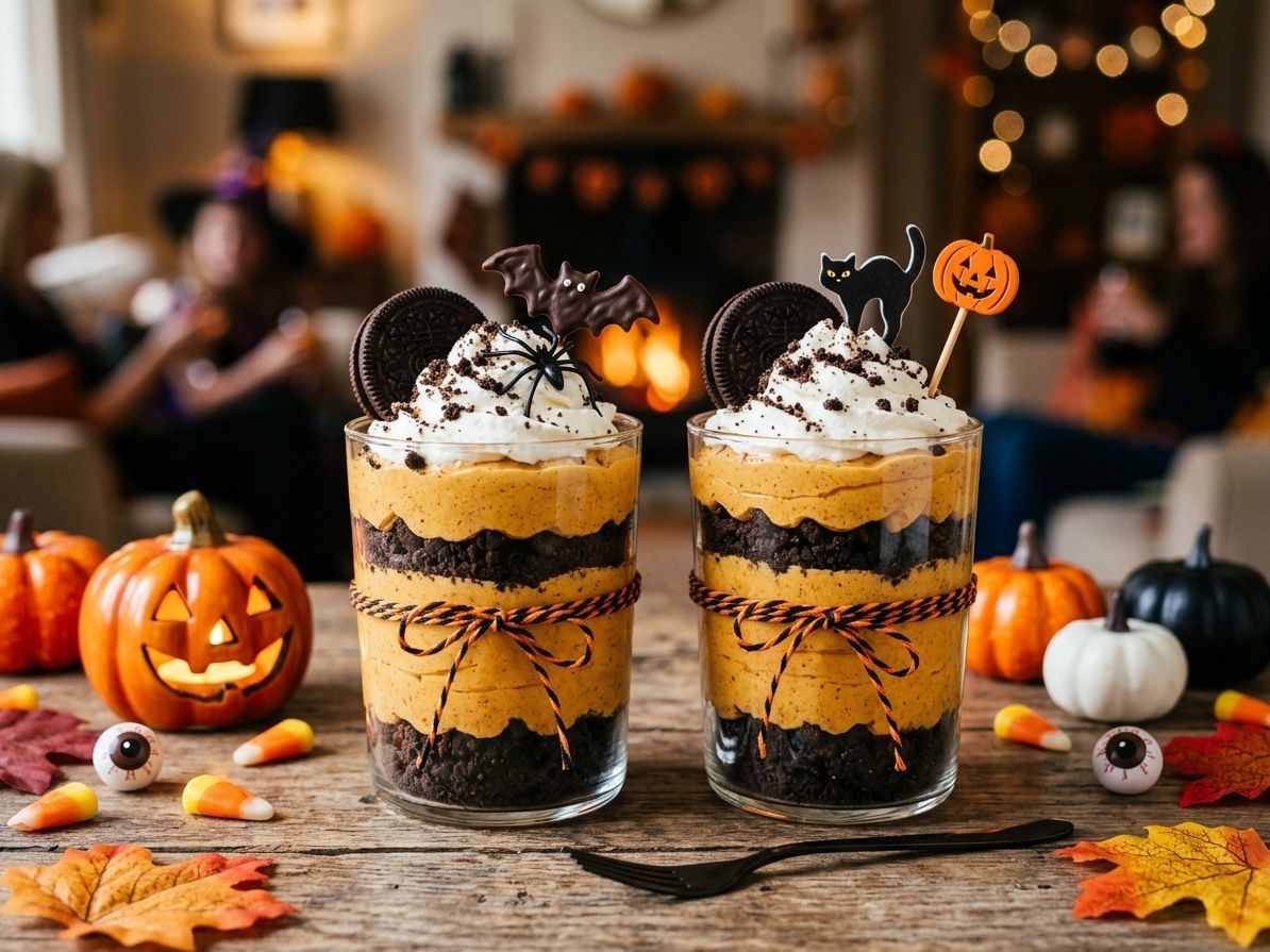 Halloween απόλαυση σε ποτήρι: μους κολοκύθας με τραγανά μπισκότα σοκολάτας