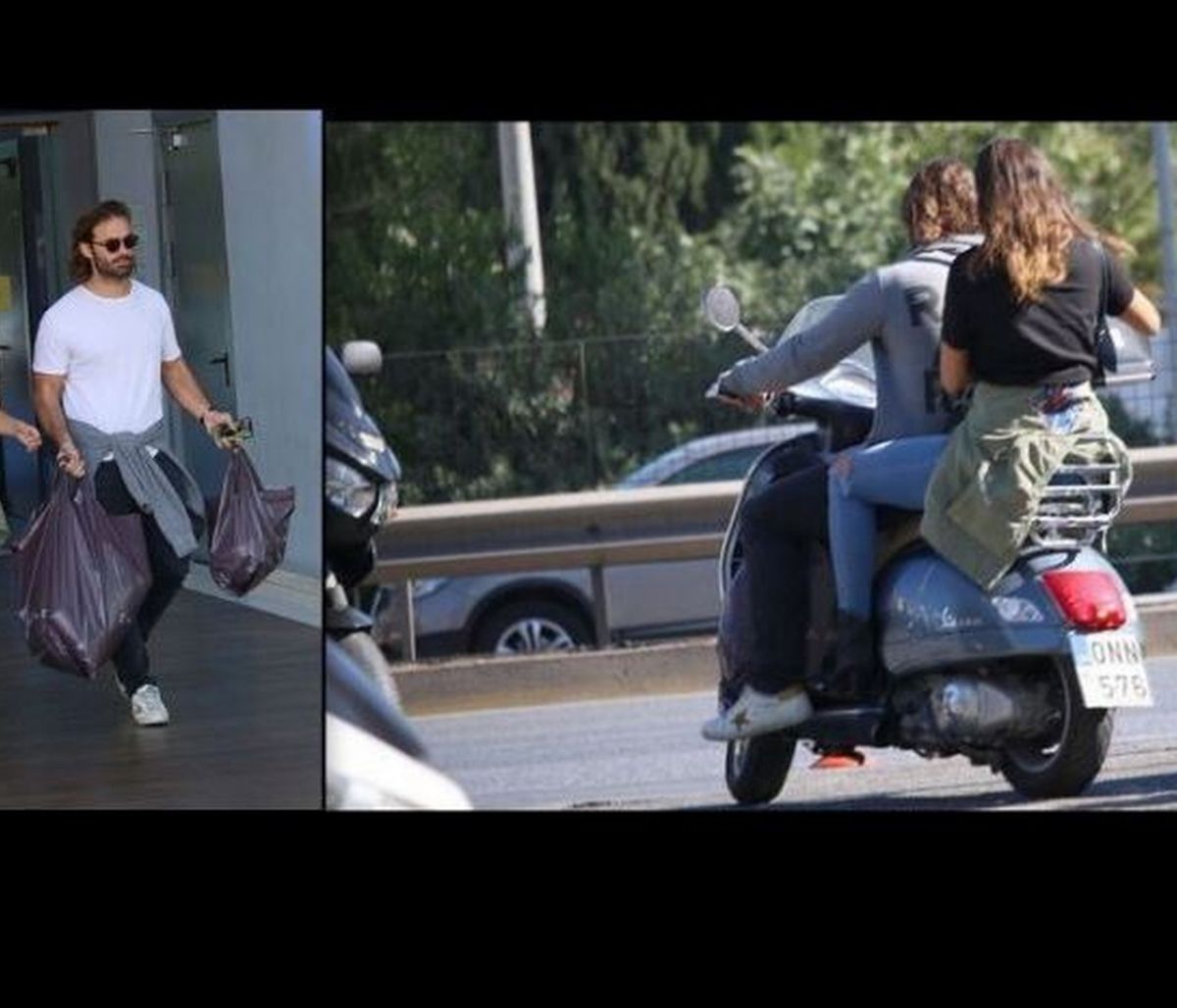 Παππά - Λάζαρης: Δεν κρύβονται πια! Έκαναν τα ψώνια τους, καβάλησαν τη βέσπα και έφυγαν (photos)