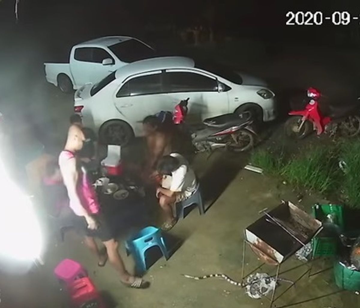 Τρόμος σε μπάρμπεκιου - Έτρεξαν πανικόβλητοι μ’ αυτό που τους πλησίαζε (video)