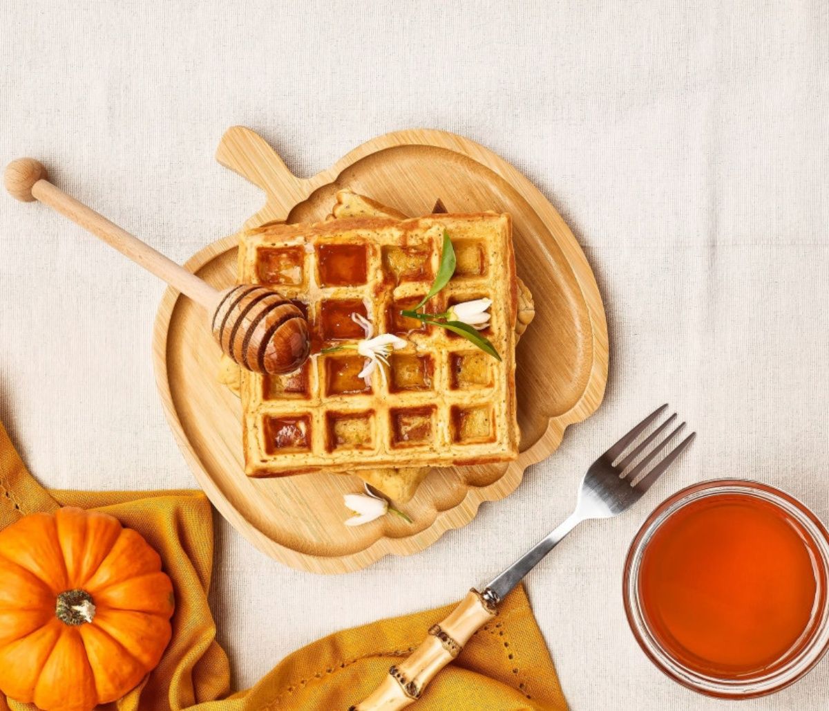 Βάφλες με πουρέ γλυκιάς κολοκύθας