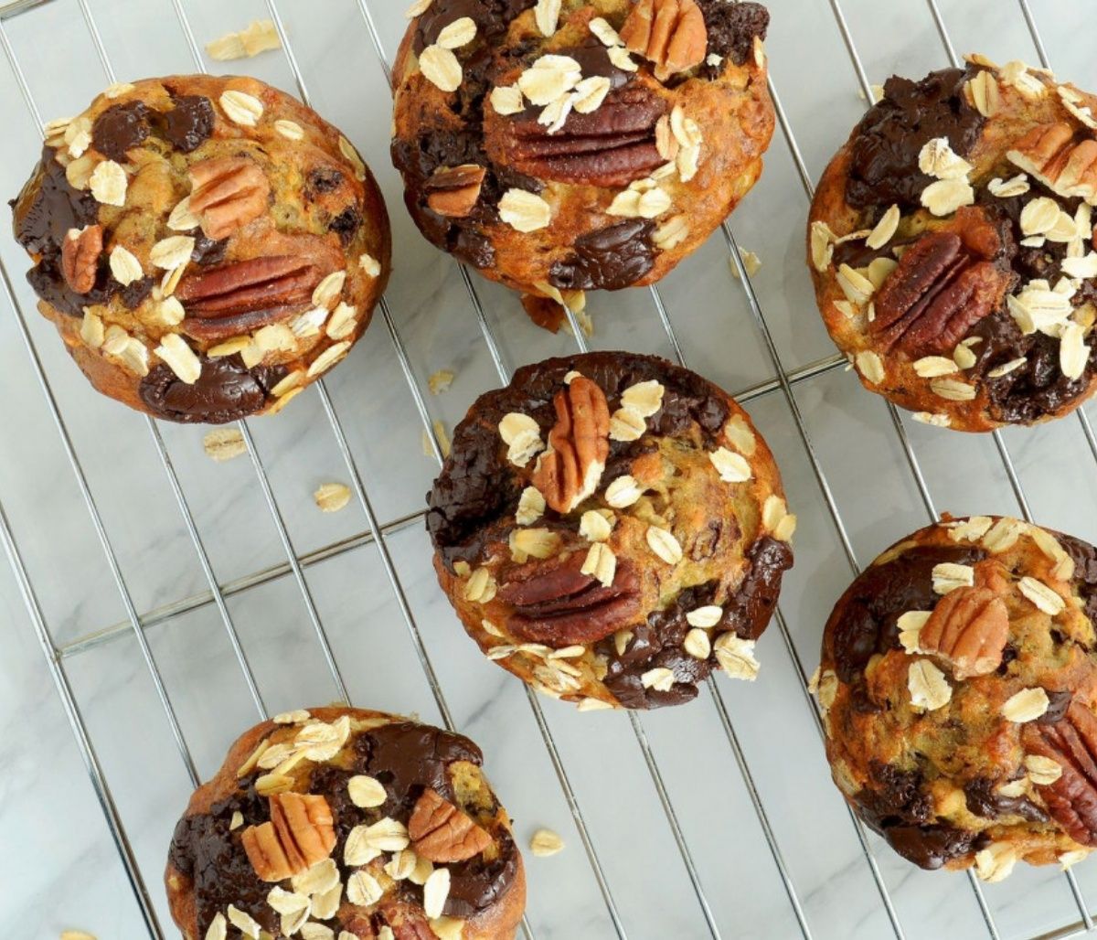 Κεκάκια με βρόμη, μπανάνα και σοκολάτα - Πανεύκολη συνταγή