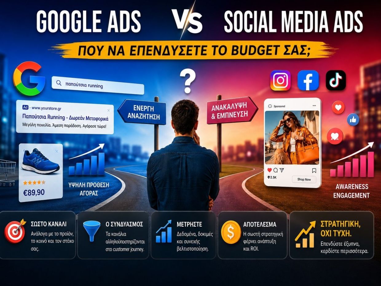 Google Ads ή Social Media; Ο πρακτικός οδηγός για το πού να επενδύσετε