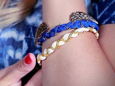 Φτιάξτε ένα υπέροχο βραχιόλι με κορδέλες και αλυσίδες