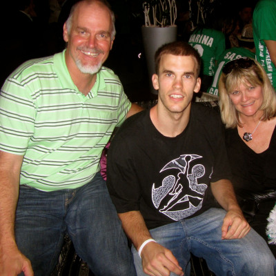 PROUD PARENTS JOHN & SUE KALATHIS with NICK RIGHT AFTER THE FINAL 4 IN BARCELONA
