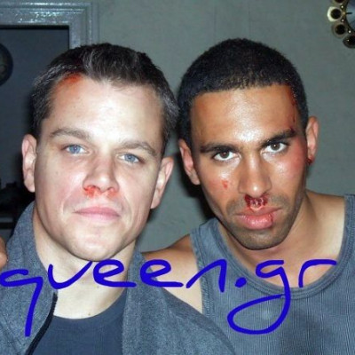 MATT DAMON & JOEY ANSAH backstage on BOURNE SUPREMACY