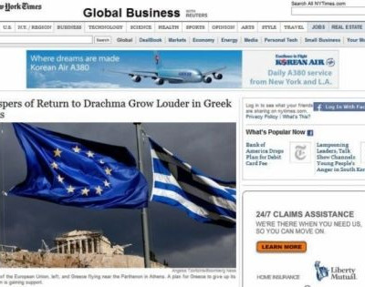 NYTimes: Πληθαίνουν οι φωνές για επιστροφή στη δραχμή στην Ελλάδα