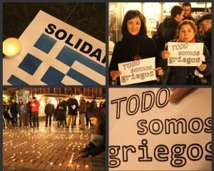 Facebook: Με ένα κερί και ένα σύνθημα οι Ισπανοί στηρίζουν τους Έλληνες (pics)