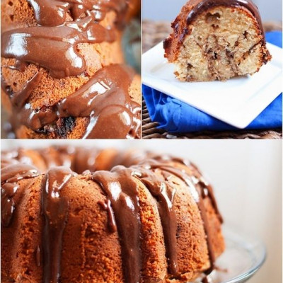 Σοκολατένιο κέικ με φιστικοβούτυρο, μπανάνα και λαχταριστό γλάσο από μερέντα