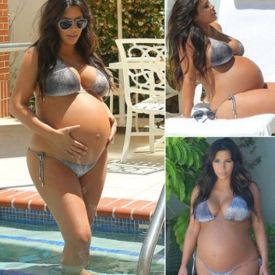 Δείτε την Kim με μπικίνι και... τεράστια κοιλιά, λίγες μέρες πριν γεννήσει!