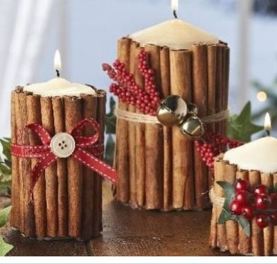 Διακοσμήστε τα κεριά σας με ξυλάκια κανέλας (εικόνες)