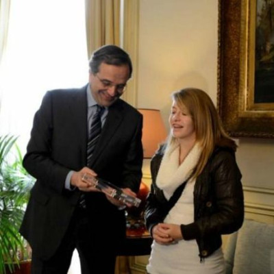 Συνάντηση Σαμαρά με την παγκόσμια πρωταθλήτρια Σταυρούλα Τσολακίδου