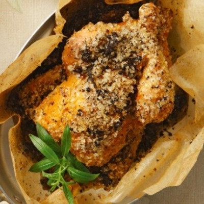 Κοτόπουλο νανάκι σε κρούστα αλατιού και λουίζας