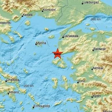 Ισχυρός σεισμός κοντά στη Μυτιλήνη