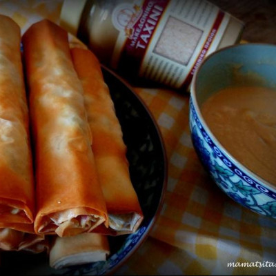Ρολάκια λαχανικών (spring rolls) & dip ταχινιού