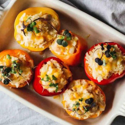 #Healthy: Γεμιστές πιπεριές με ρύζι μπασμάτι και κοτόπουλο