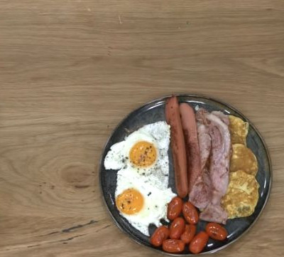 Pancakes πατάτας με αβγά και μπέικον