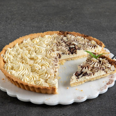 Τάρτα αμυγδάλου με κρέμα λευκής σοκολάτας