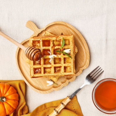 Βάφλες με πουρέ γλυκιάς κολοκύθας