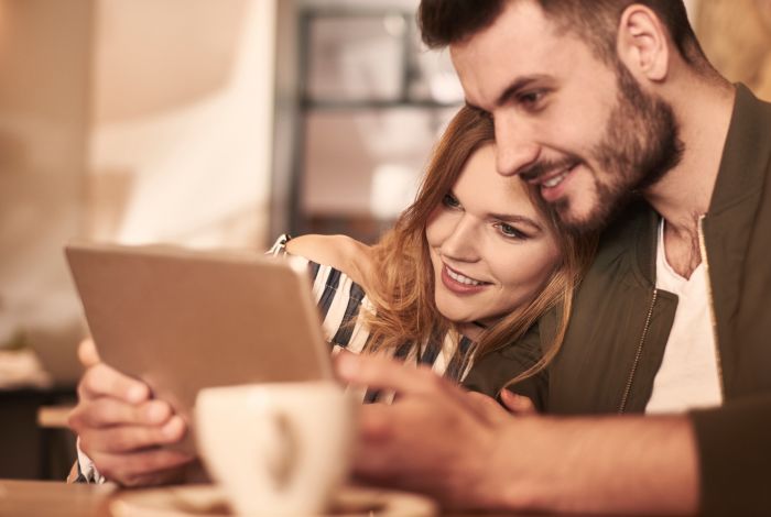 Two people relaxing time together outside