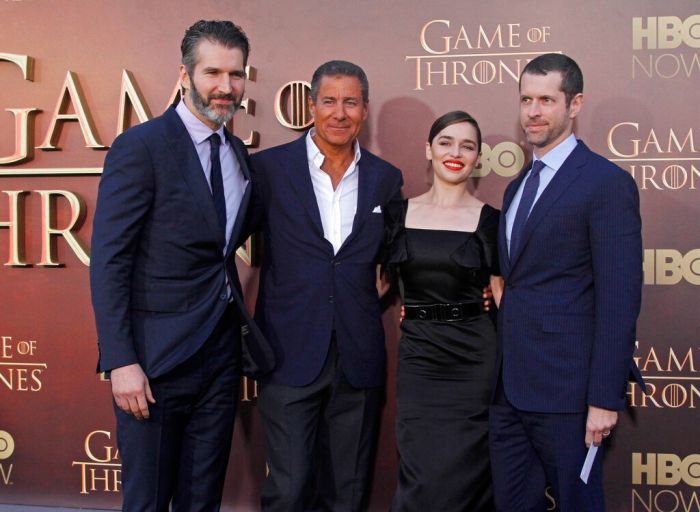 David Benioff, Richard Plepler, Emilia Clarke, Dan Weiss