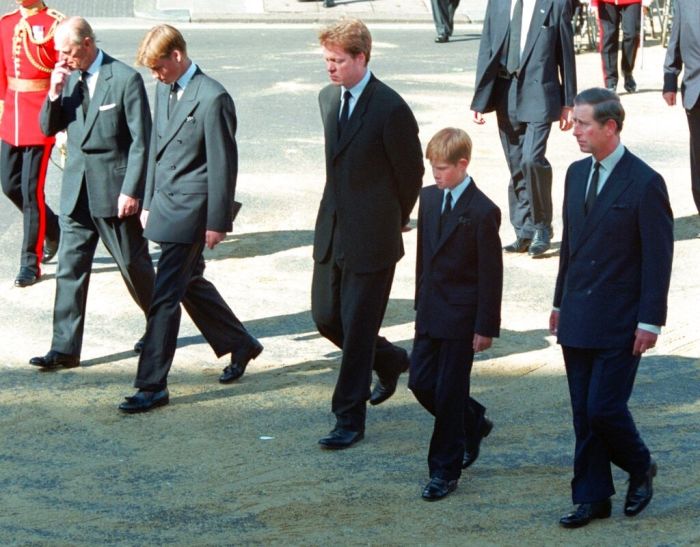 Prince Philip, Prince William, Earl Spencer, Prince Harry, Prince Charles