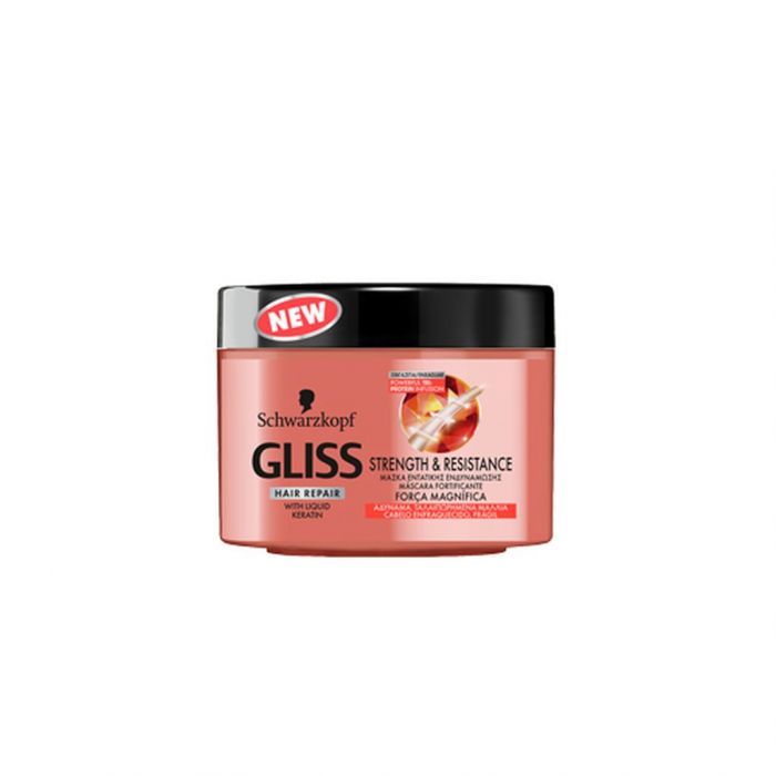 Gliss Strenght & Resistance Μάσκα Εντατικής Ενδυνάμωσης από τον Schwarzkopf: Για μαλλιά λαμπερά και δυνατά χωρίς να είναι ατίθασα με έως και 16 φορές περισσότερη δύναμη! Αναδομήσει την τρίχα χάρη στη σύνθεση τριπλής πρωτεΐνης, που δρα σε 3 φάσεις 