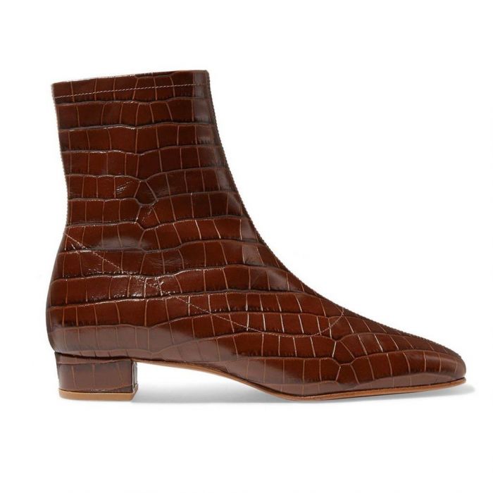 Este Croc-Effect Leather Ankle Boots, By Far 