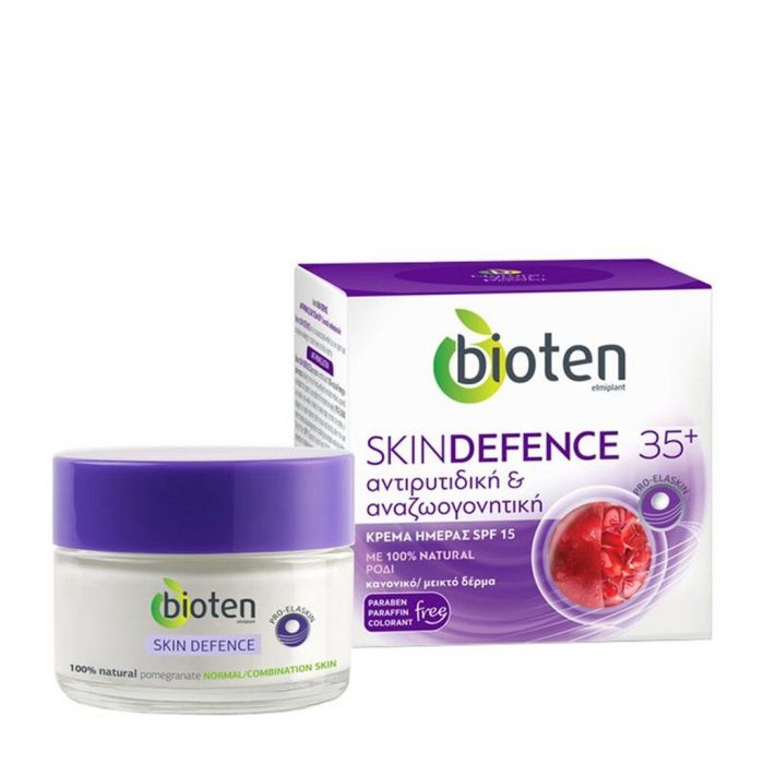 BIOTEN, SKIN DEFENCE 35+ ΑΝΤΙΡΥΤΙΔΙΚΗ ΚΑΙ ΑΝΑΖΩΟΓΟΝΗΤΙΚΗ ΚΡΕΜΑ ΗΜΕΡΑΣ SPF 15 8,95€. Χάρη στα φυτικά της εκχυλίσματα και την πρωτοποριακή της τεχνολογία, καταφέρνει να προστατέψει την επιδερμίδα από τις εξωτερικές επιθέσεις και κατά συνέπεια από την πρόωρη