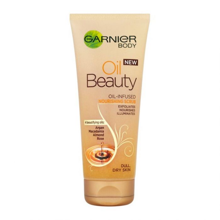 GARNIER, OIL BEAUTY SCRUB: Εμπλουτισμένο με τέσσερα έλαια, αυτό το scrub θα σου χαρίσει την πιο λαμπερή επιδερμίδα. 