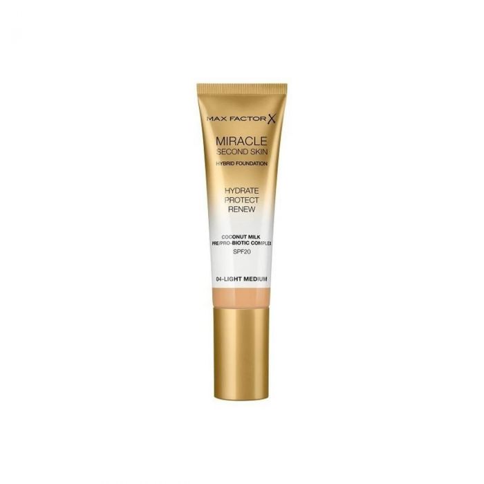 MAX FACTOR, MIRACLE SECOND SKIN HYBRID FOUNDATION. «Υβριδικό» μεικάπ, με ελαφριά κάλυψη και κλινικά αποδεδειγμένα συστατικά περιποίησης του δέρματος.