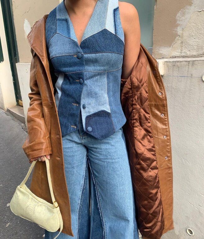 Denim γιλέκο + τζιν @maria_bernad