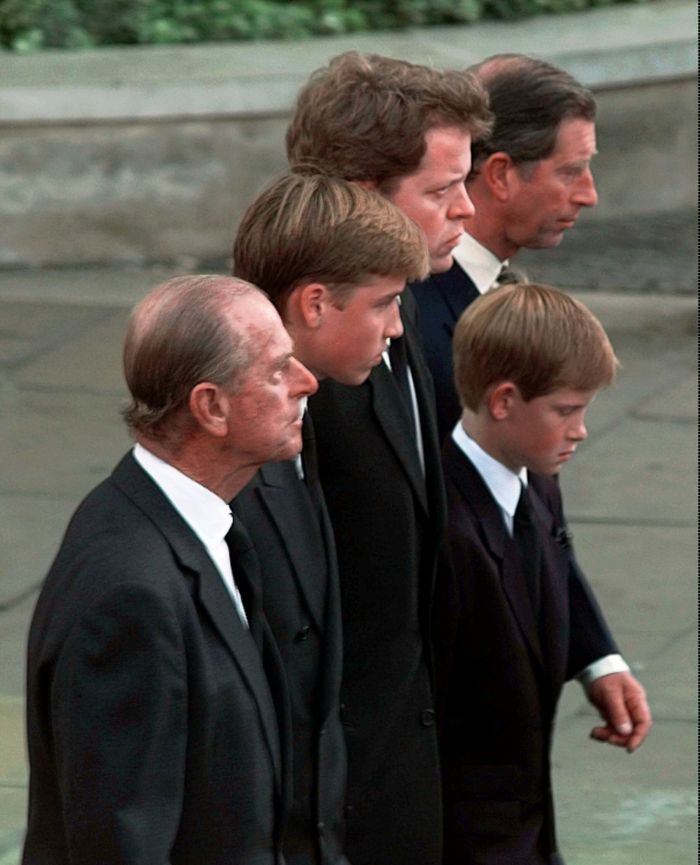 Prince Philip, Prince William, Earl Spencer, Prince Harry, Prince Charles