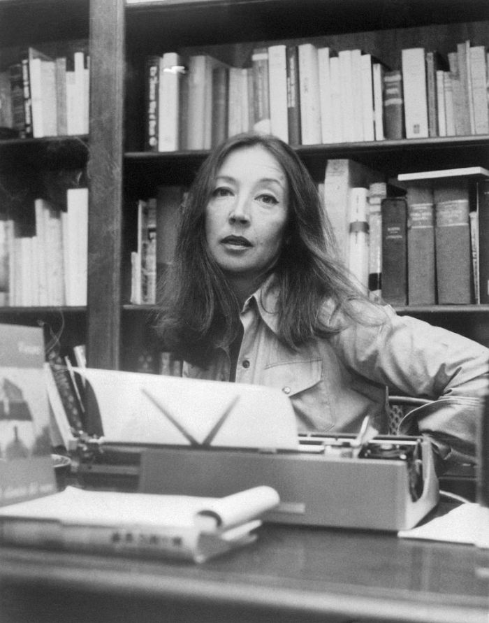 Oriana Fallaci Sitting at Typewriter