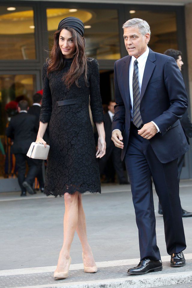 amal clooney black lace dress seminary pope francis 2 db0b6