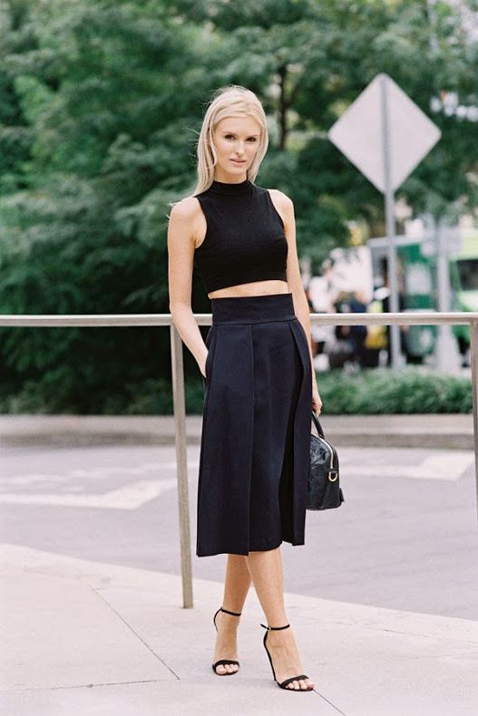 vaness jackman september 2013 street style crop top midi skirt