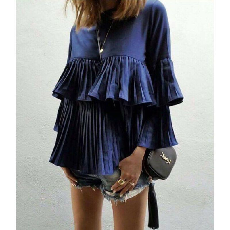 claudia dark blue blouse