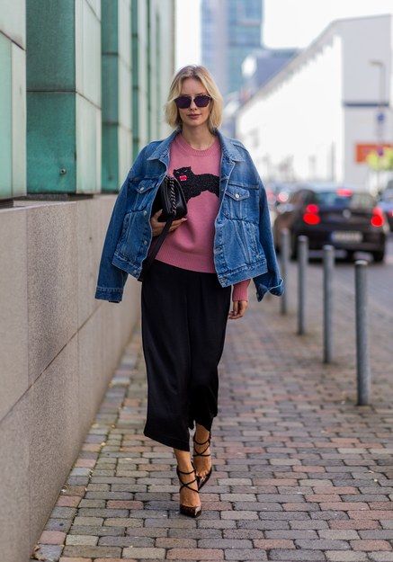 denim jacket street style balenciaga