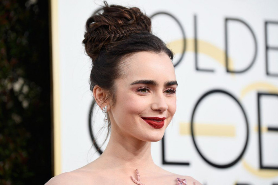 Lily Collins Hair Makeup 2017 Golden Globes 5
