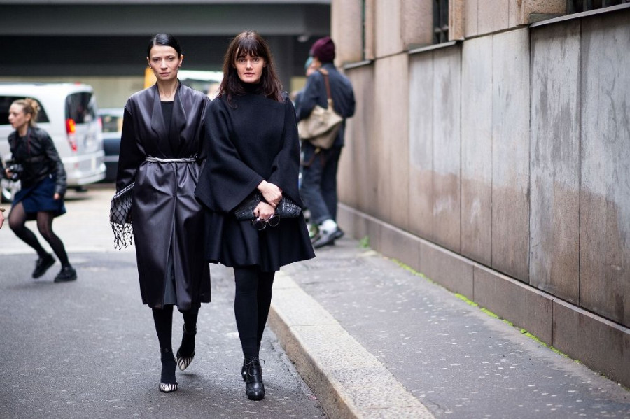 street style fashion week 2014 2015 fall winter black coat
