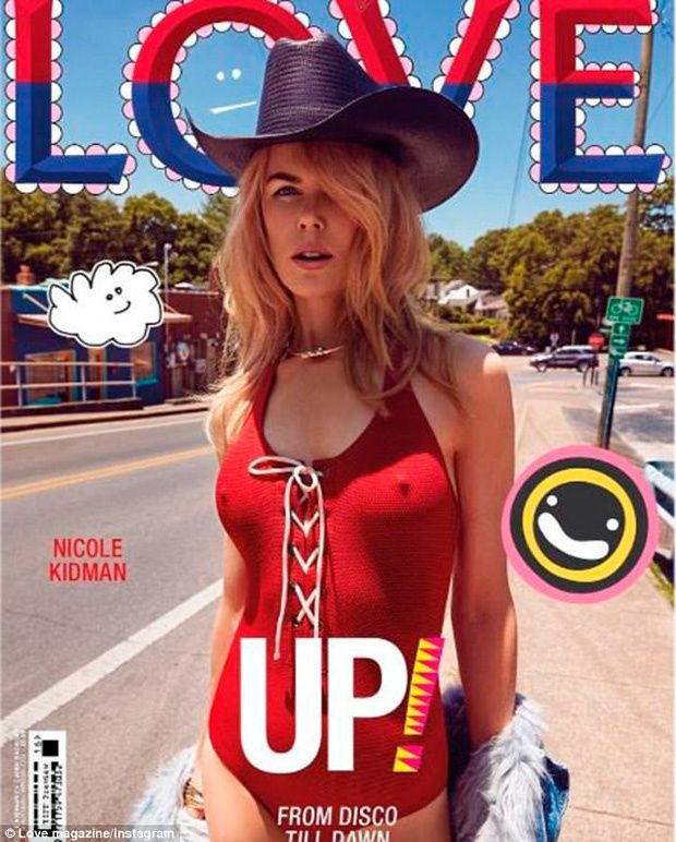 nicole kidman flaunts her nipples in sexy red swimsuit cowboy hat post