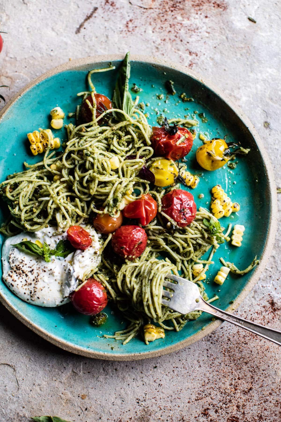 Charred Tomato and Corn Pesto Pasta 8
