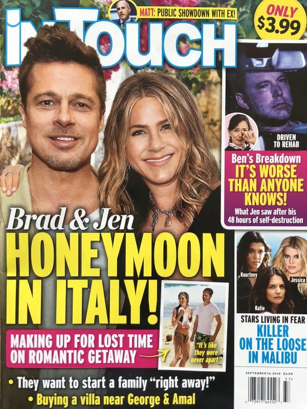 Brad Pitt Jennifer Aniston Honeymoon Italy 600x799 1