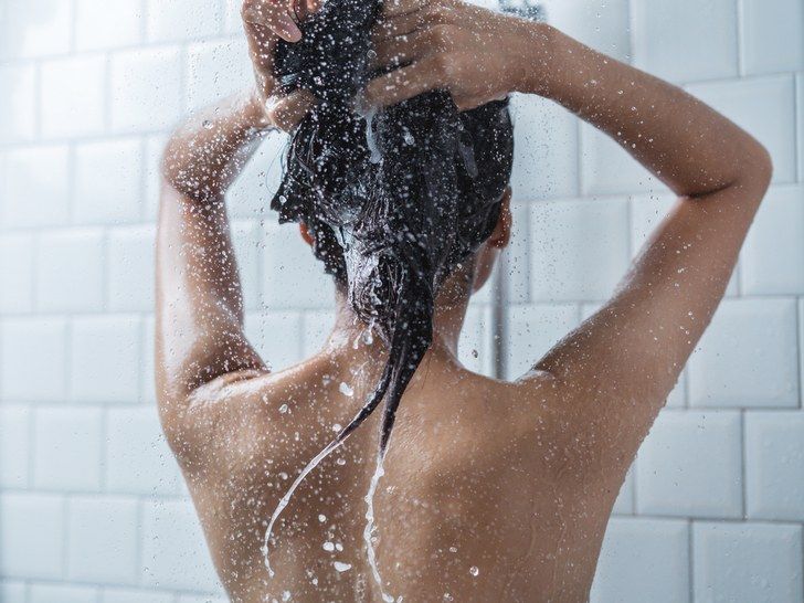 woman washing hair