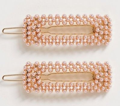 ASOS DESIGN pack of 2 hair clips in pink pearl ASOS