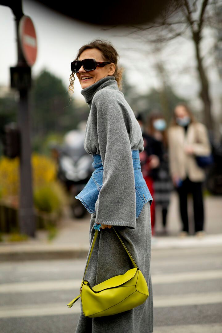 street style grey dress
