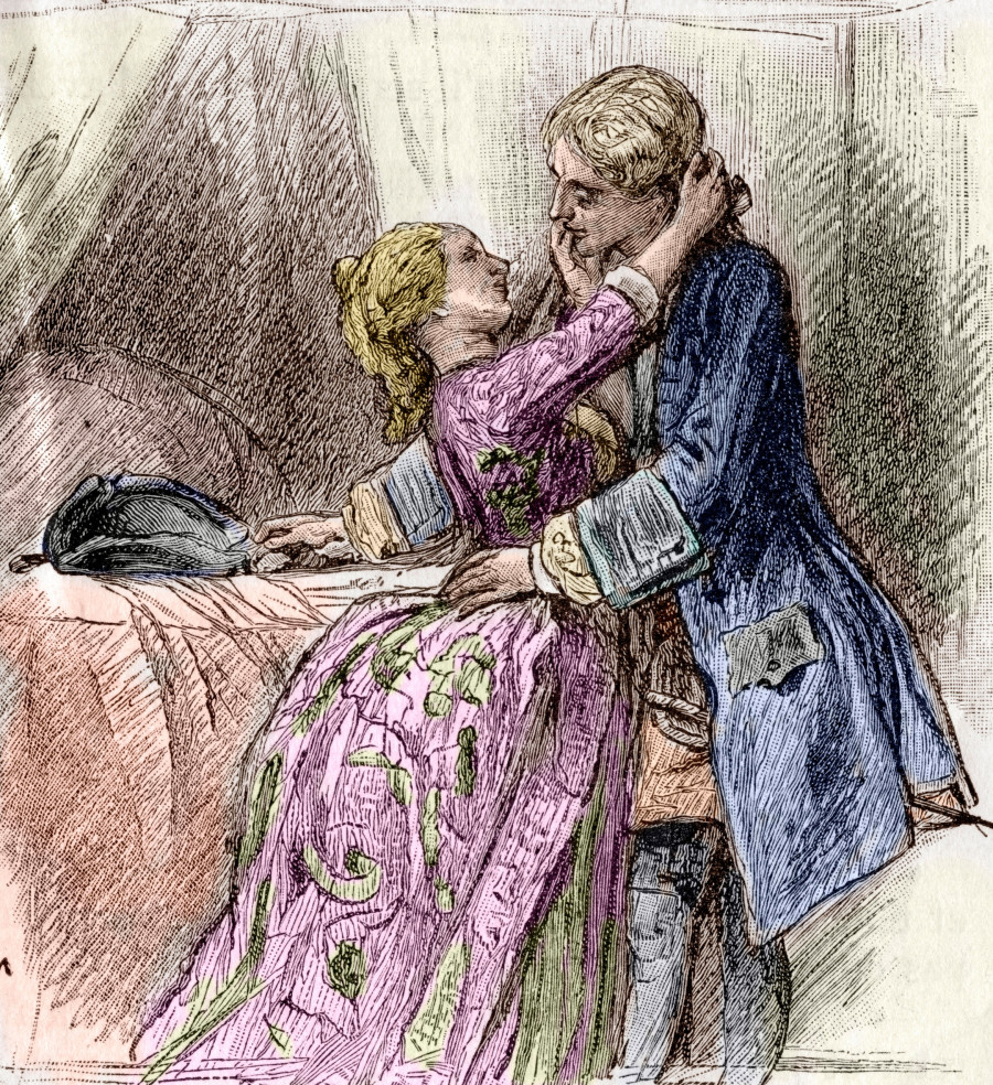 Portrait of Italian adventurer and author Giacomo Casanova (1725-1798) with a young woman