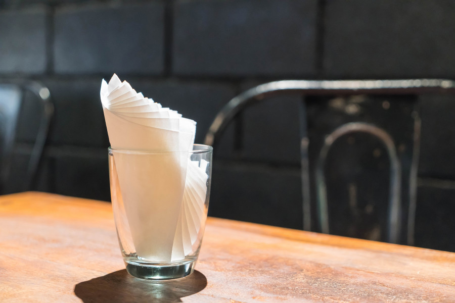 napkin on wooden table