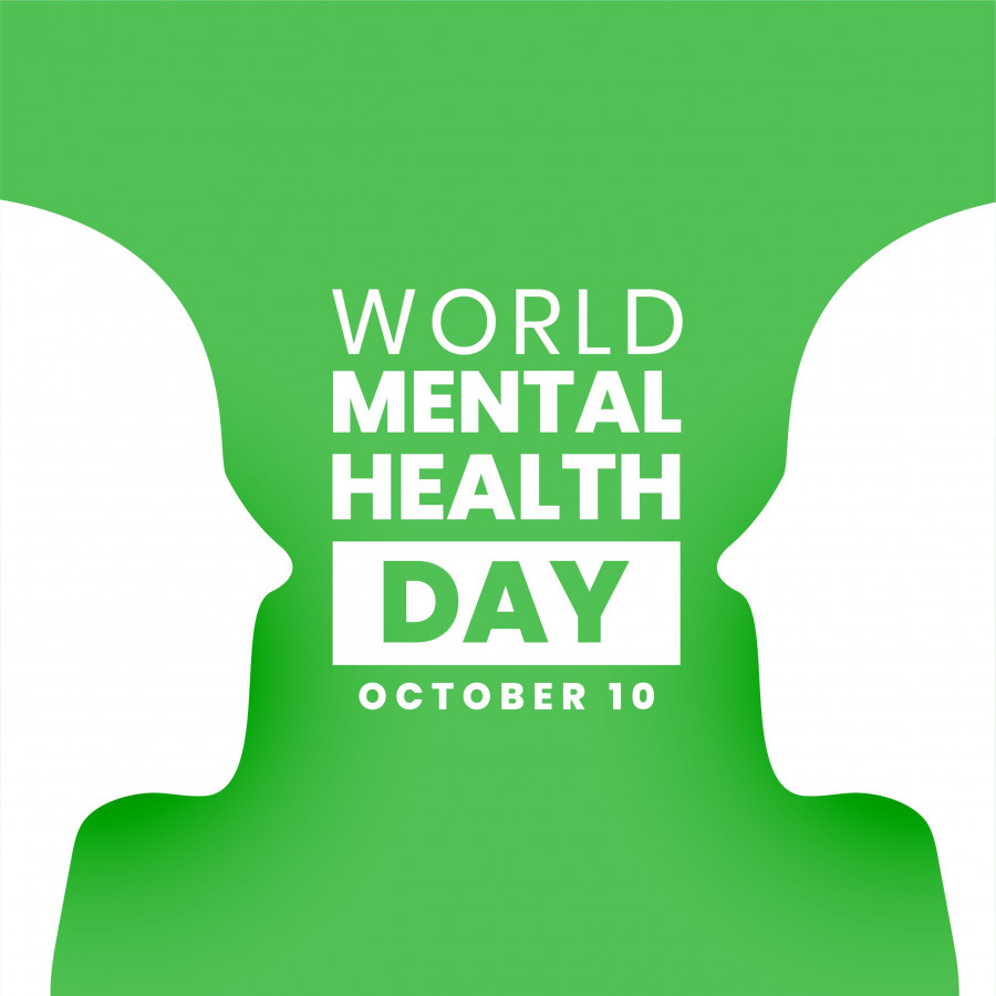 international mental health day poster with paper art human head